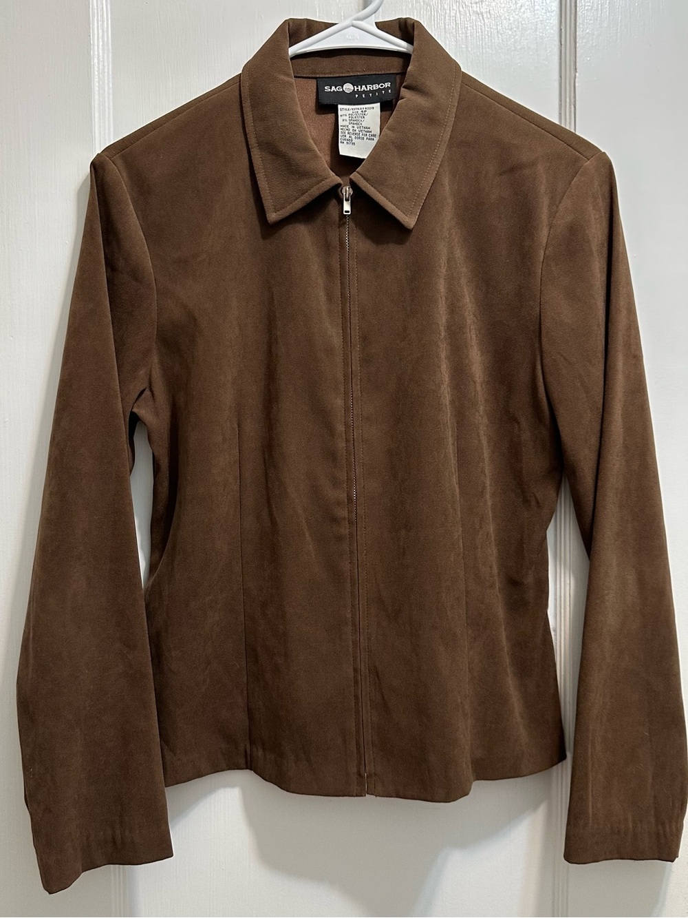 Sag Harbor: Brown Suede Zip-Front Jacket